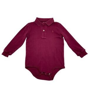 Ralph Lauren Boy's Maroon Long Sleeve Polo One Piece Size 24M